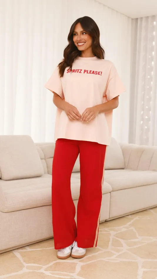 Billy J Tops Women Spritz Top and Pants Set 8211 PeachRed