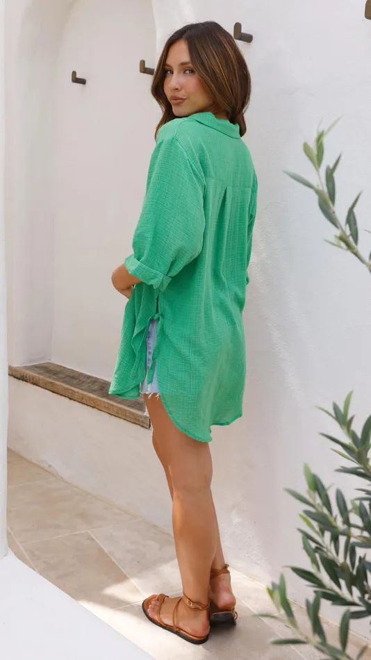 Billy J Tops Women Vesper Beach Shirt 8211 Green