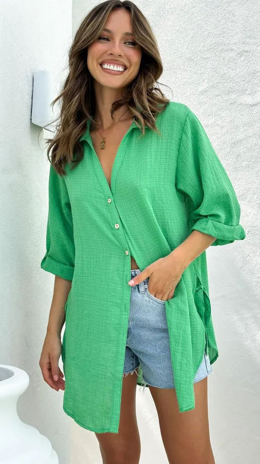Billy J Tops Women Vesper Beach Shirt 8211 Green