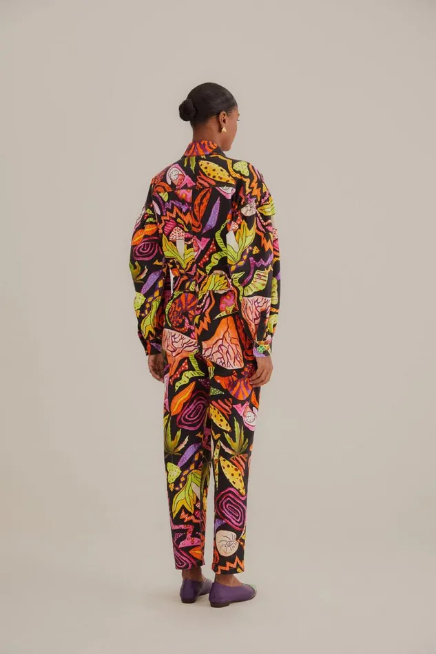 Black Psychedelic Garden Jumpsuit Women FARM Rio Jumpsuits