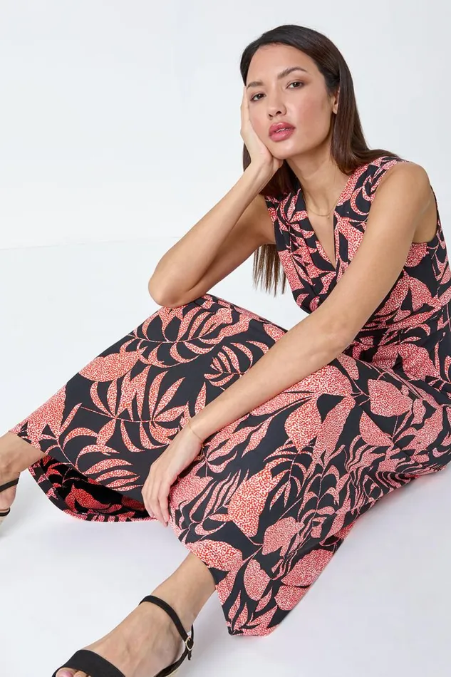 Black Sleeveless Floral Print Maxi Stretch Dress Women Roman Dresses