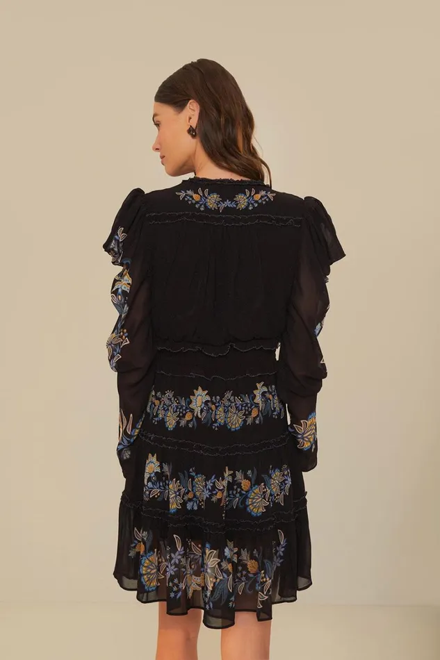 Black Stitched Garden Short Sleeve Midi Dress Women FARM Rio Midi Dresses Black Stitched Garden Short Sleeve Midi Dress Women FARM Rio Midi Dresses