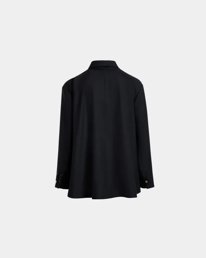Blazer In Navy Blue Wool Blend Men Bally Coats and Jackets