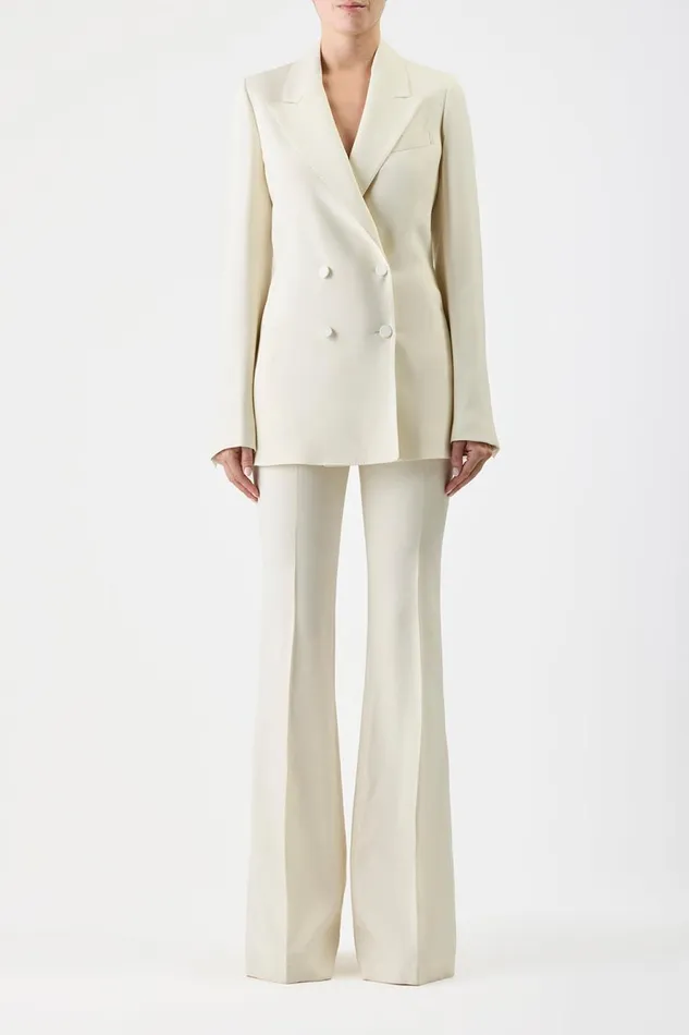 Blazers and Vests Women Gabriela Hearst Damus Blazer In Ivory Silk Wool Cady
