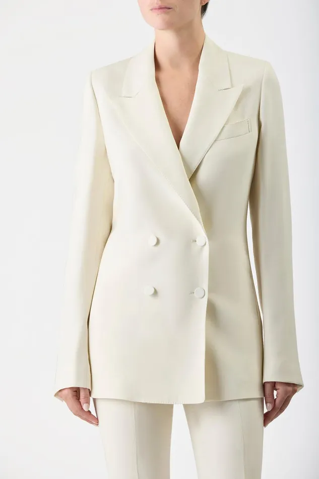 Blazers and Vests Women Gabriela Hearst Damus Blazer In Ivory Silk Wool Cady