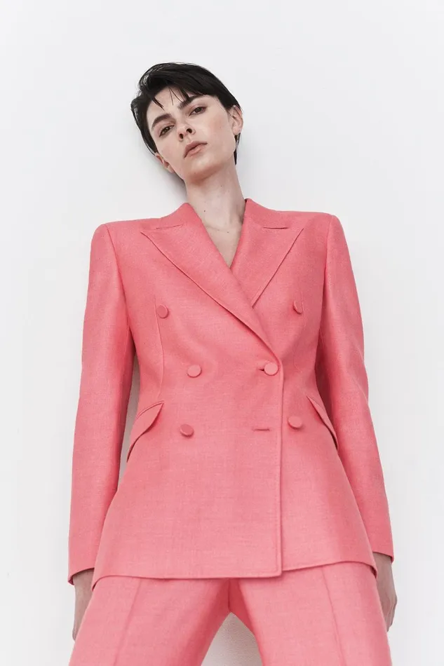 Blazers and Vests Women Gabriela Hearst Gavin Blazer In Watermelon Silk Virgin Wool