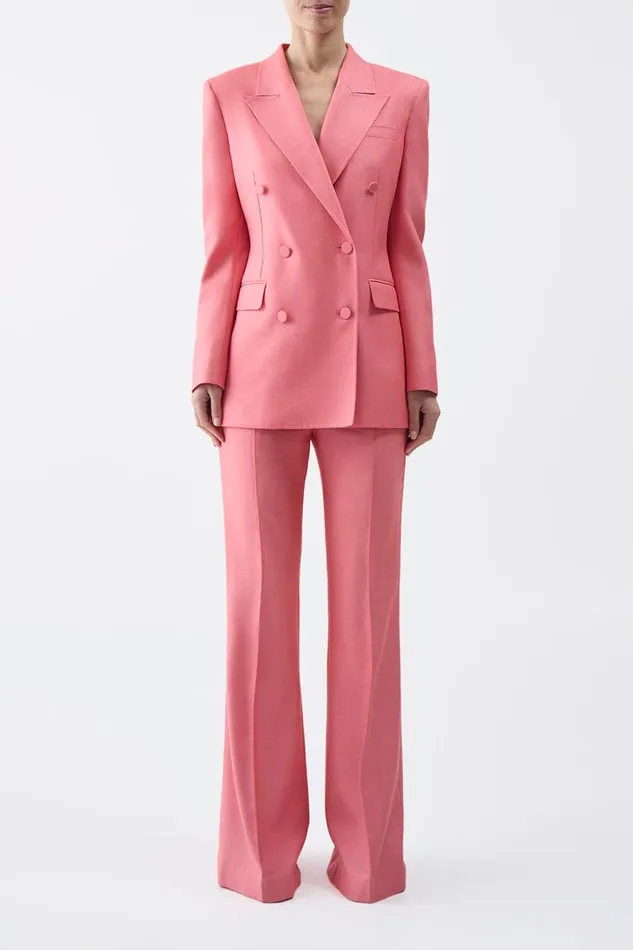 Blazers and Vests Women Gabriela Hearst Gavin Blazer In Watermelon Silk Virgin Wool