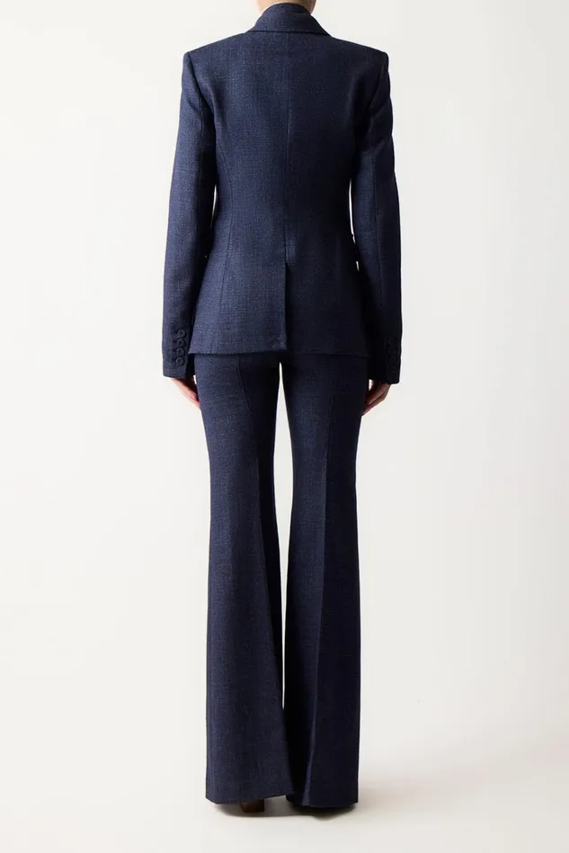 Blazers and Vests Women Gabriela Hearst Louisa Blazer In Dark Navy Virgin Wool Silk Tweed