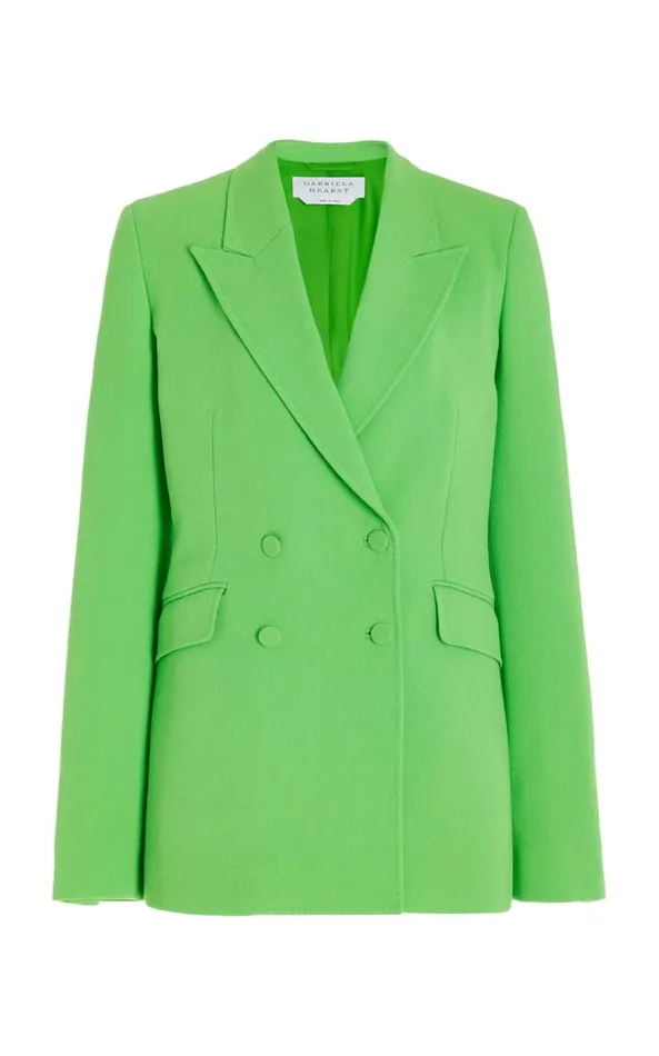 Blazers and Vests Women Gabriela Hearst Stephanie Blazer In Fluorescent Green Virgin Wool Crepe