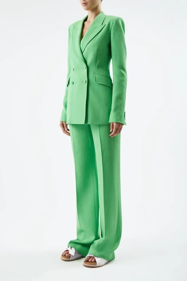 Blazers and Vests Women Gabriela Hearst Stephanie Blazer In Fluorescent Green Virgin Wool Crepe