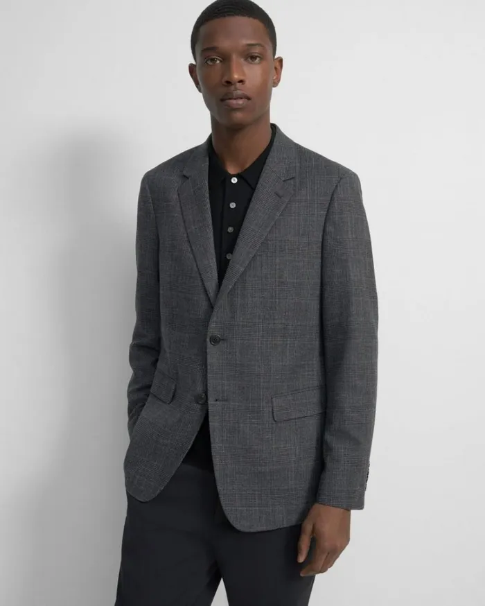 Blazers Jackets Men Theory Chambers Blazer In Checked WoolCotton Pestle Multi