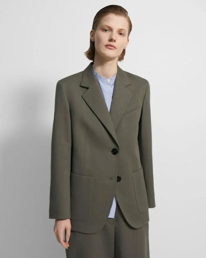 Blazers Jackets Women Theory CottonWool Twill Blazer Soft Sage