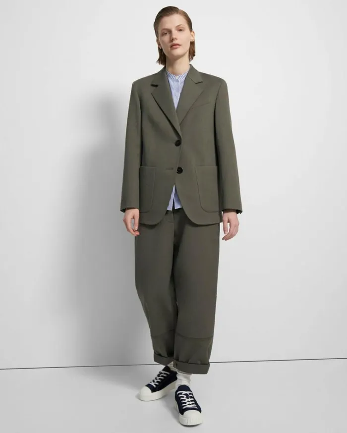 Blazers Jackets Women Theory CottonWool Twill Blazer Soft Sage