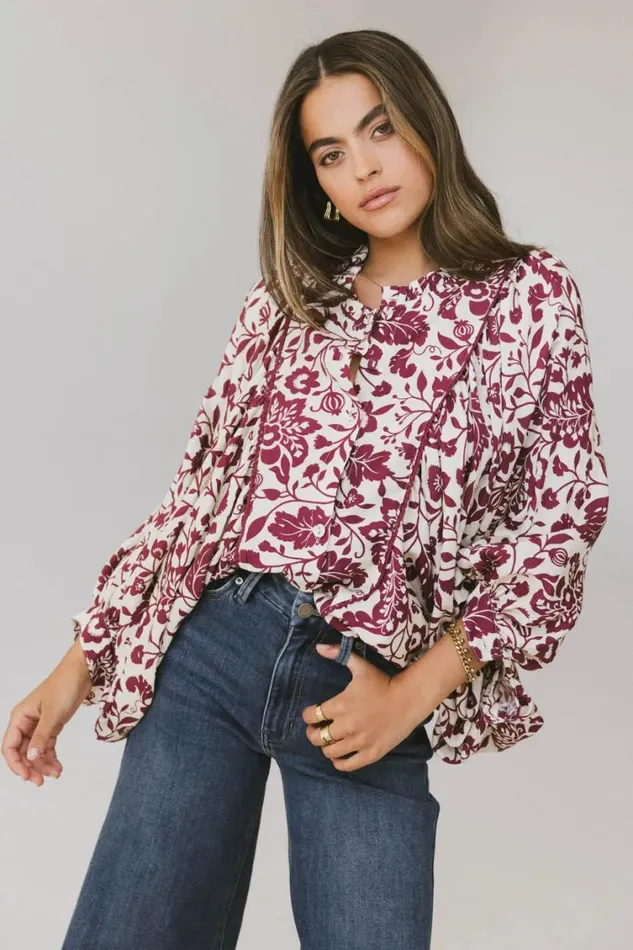 Blouses Women Bohme Nona Dolman Sleeve Blouse In Burgundy 8211 FINAL SALE Burgundy