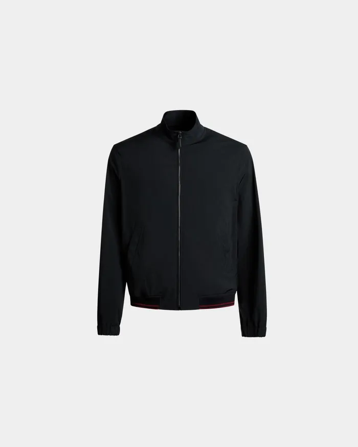 Blouson In Navy Blue Nylon Men Bally Coats and Jackets
