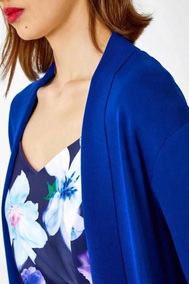 Blue Cropped Knitted Shrug Women Roman Knitwear
