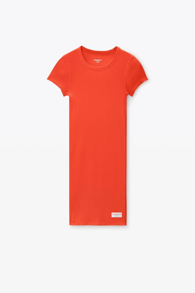 Bodywear Alexander Wang ShortSleeve Loungewear Dress In Ribbed Cotton