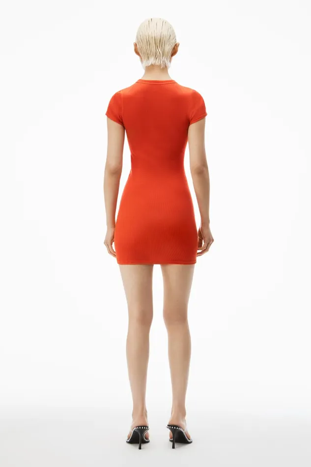 Bodywear Alexander Wang ShortSleeve Loungewear Dress In Ribbed Cotton