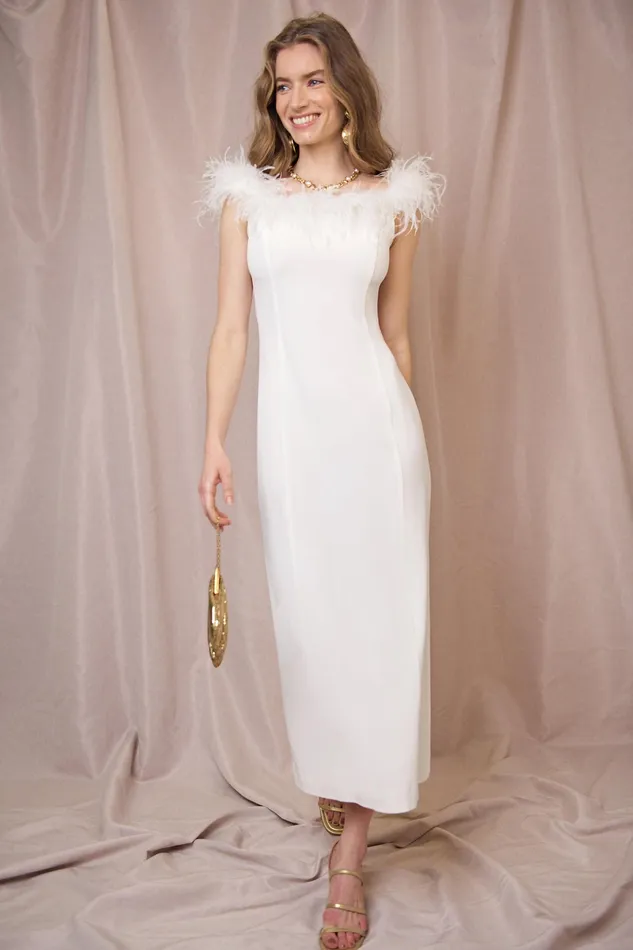 Bridal Women RIXO Winslett Ivory Feathers