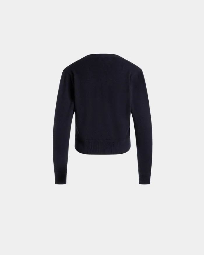 Cardigan In Navy Blue Cashmere Women Bally Knitwear
