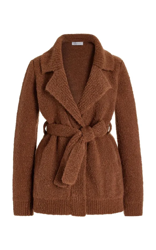Cardigans Women Gabriela Hearst Coles Knit Cardigan In Cognac Cashmere Silk Boucle
