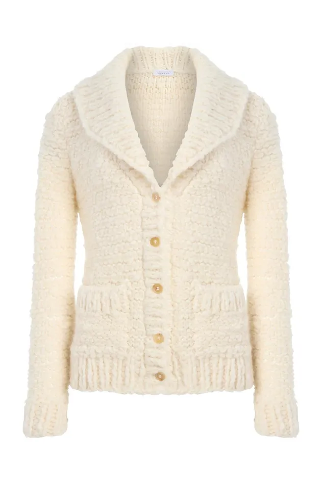 Cardigans Women Gabriela Hearst Moses Knit Cardigan In Ivory Welfat Cashmere