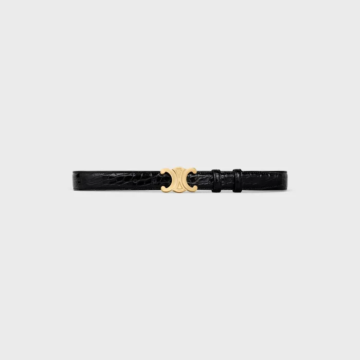 Celine Belts Medium Triomphe Belt In ALLIGATOR 8211 Black 8211 Women