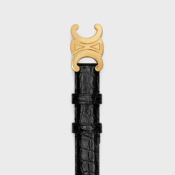 Celine Belts Medium Triomphe Belt In ALLIGATOR 8211 Black 8211 Women