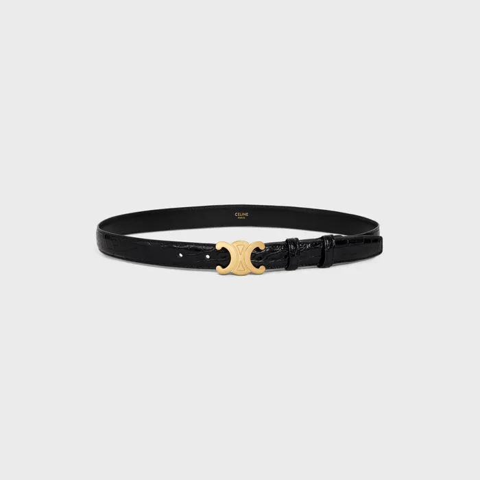 Celine Belts Medium Triomphe Belt In ALLIGATOR 8211 Black 8211 Women