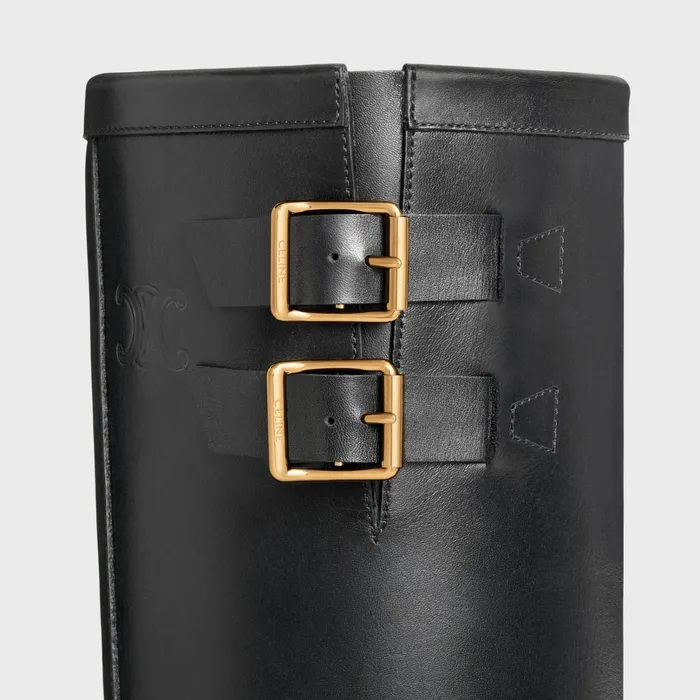 Celine Boots And Ankle Boots HIGH BOOT CELINE BIKER In CALFSKIN 8211 VEGETAL TANNING 8211 Black 8211 Women