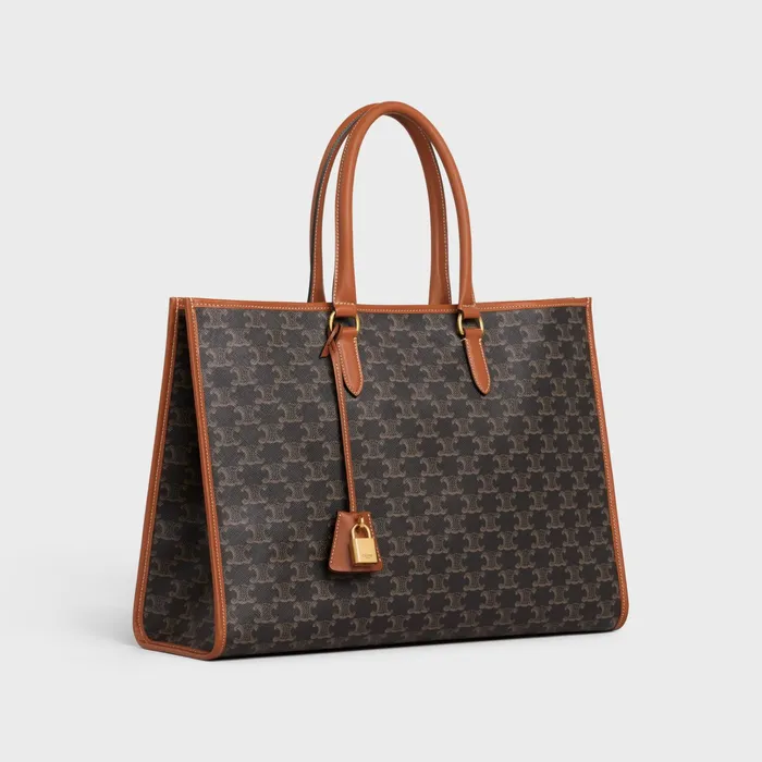 Celine Cabas HORIZONTAL CABAS In Triomphe Canvas And Calfskin 8211 Tan 8211 Women Celine Cabas HORIZONTAL CABAS In Triomphe Canvas And Calfskin 8211 Tan 8211 Women