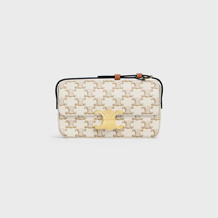 Celine Claude SHOULDER BAG CLAUDE In Triomphe Canvas And Calfskin 8211 White 8211 Women
