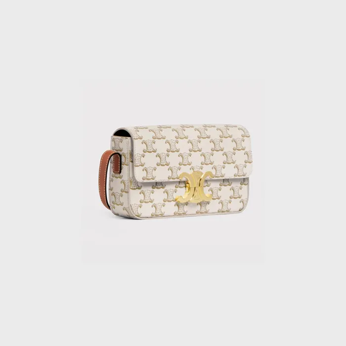 Celine Claude SHOULDER BAG CLAUDE In Triomphe Canvas And Calfskin 8211 White 8211 Women Celine Claude SHOULDER BAG CLAUDE In Triomphe Canvas And Calfskin 8211 White 8211 Women
