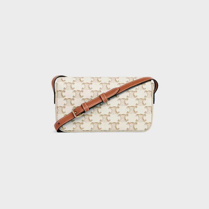 Celine Claude SHOULDER BAG CLAUDE In Triomphe Canvas And Calfskin 8211 White 8211 Women Celine Claude SHOULDER BAG CLAUDE In Triomphe Canvas And Calfskin 8211 White 8211 Women