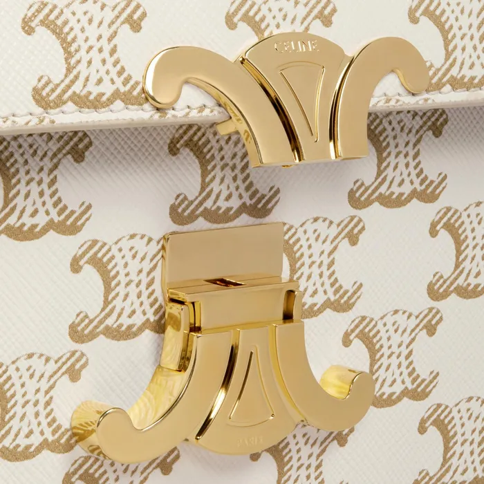 Celine Claude SHOULDER BAG CLAUDE In Triomphe Canvas And Calfskin 8211 White 8211 Women Celine Claude SHOULDER BAG CLAUDE In Triomphe Canvas And Calfskin 8211 White 8211 Women