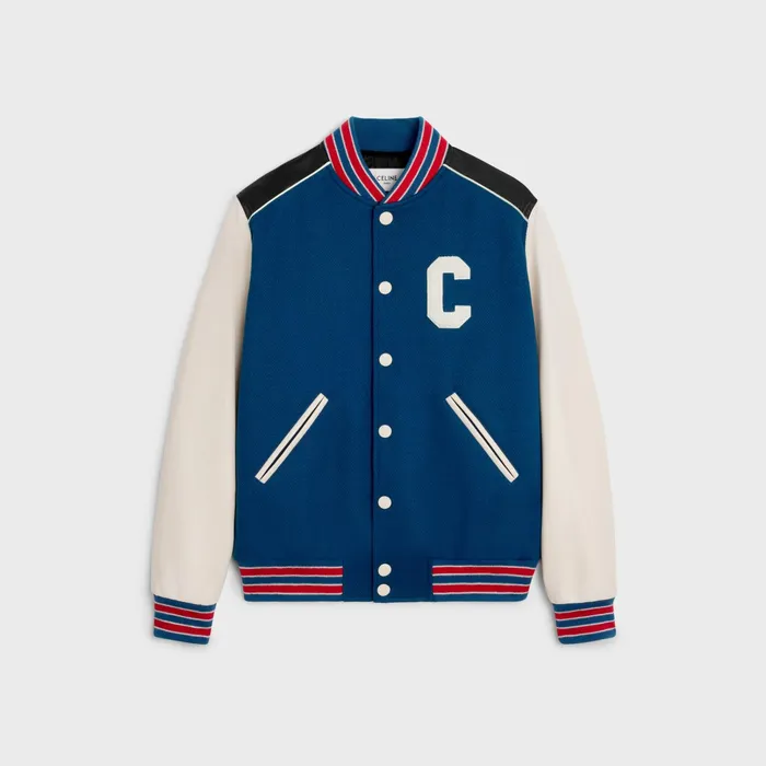 Celine Coats and Blousons CLASSIC TEDDY JACKET IN TEXTURED WOOL 8211 Cobalt 8211 Men
