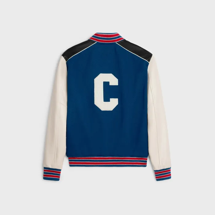 Celine Coats and Blousons CLASSIC TEDDY JACKET IN TEXTURED WOOL 8211 Cobalt 8211 Men