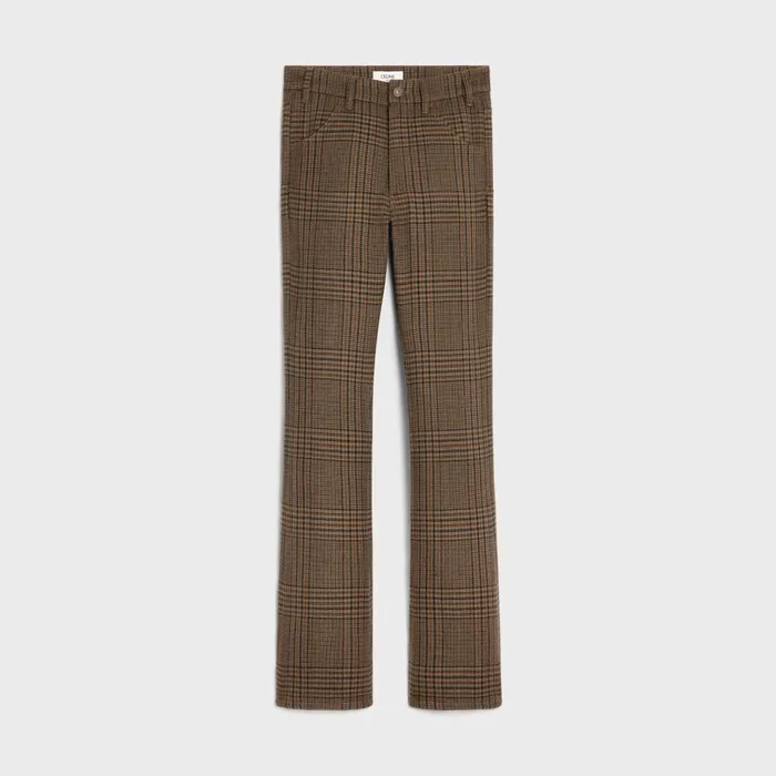 Celine Denim Dylan Flared Jeans In Prince Of Wales Check Wool 8211 ChataigneNoir 8211 Men Celine Denim Dylan Flared Jeans In Prince Of Wales Check Wool 8211 ChataigneNoir 8211 Men