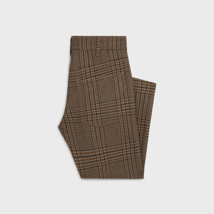 Celine Denim Dylan Flared Jeans In Prince Of Wales Check Wool 8211 ChataigneNoir 8211 Men