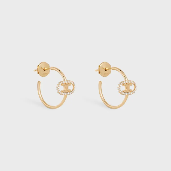 Celine Fine Jewelry Maillon Triomphe Hoops In Yellow Gold And Diamonds 8211 Yellow Gold and White 8211 Women