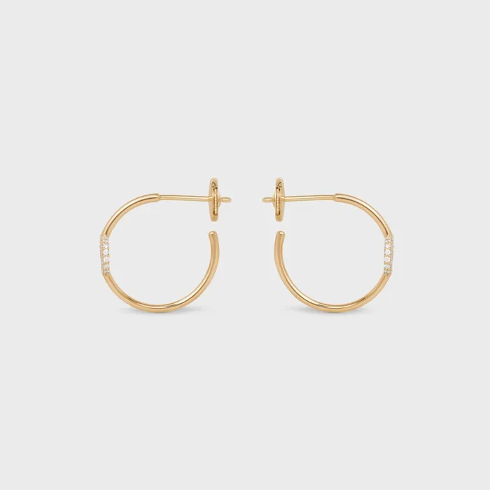 Celine Fine Jewelry Maillon Triomphe Hoops In Yellow Gold And Diamonds 8211 Yellow Gold and White 8211 Women