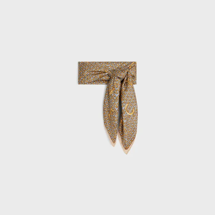 Celine Hats And Soft Accessories Bandana In Celine Spiral Silk Twill 8211 Bleu ClairCraie 8211 Women