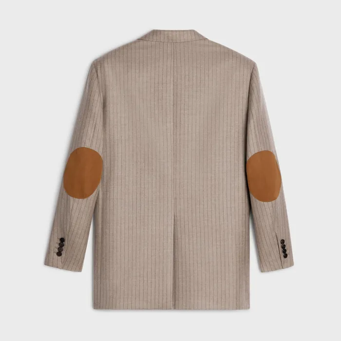 Celine Jackets Garon Jacket With Elbow Patches In Cashmere Flannel 8211 MARRON GLACEBRUN 8211 Women