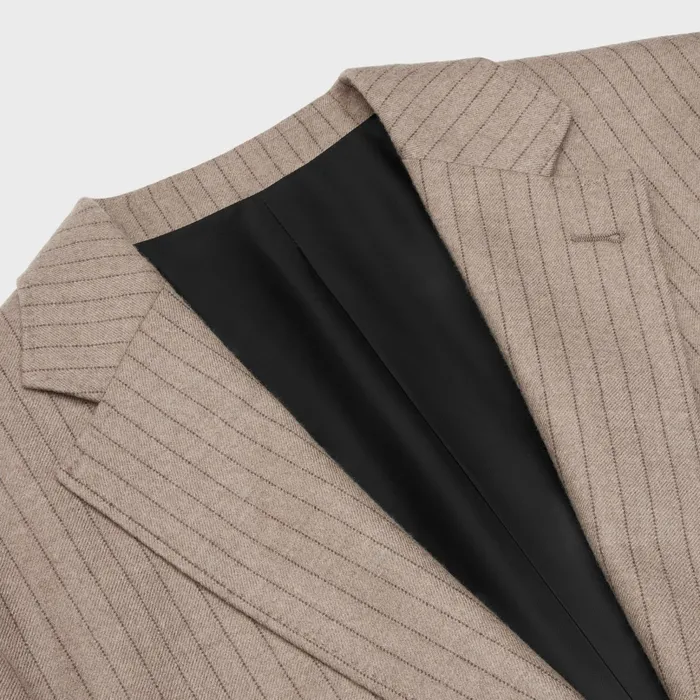 Celine Jackets Garon Jacket With Elbow Patches In Cashmere Flannel 8211 MARRON GLACEBRUN 8211 Women