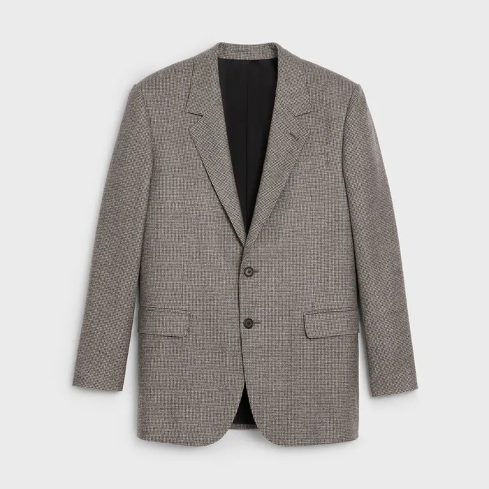 Celine Jackets JUDE JACKET WITH ELBOW PATCHES IN FLANNEL 8211 EbeneFicelle 8211 Women