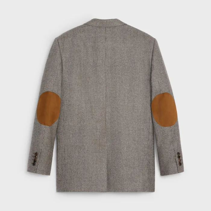 Celine Jackets JUDE JACKET WITH ELBOW PATCHES IN FLANNEL 8211 EbeneFicelle 8211 Women