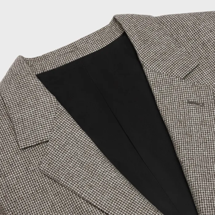 Celine Jackets JUDE JACKET WITH ELBOW PATCHES IN FLANNEL 8211 EbeneFicelle 8211 Women