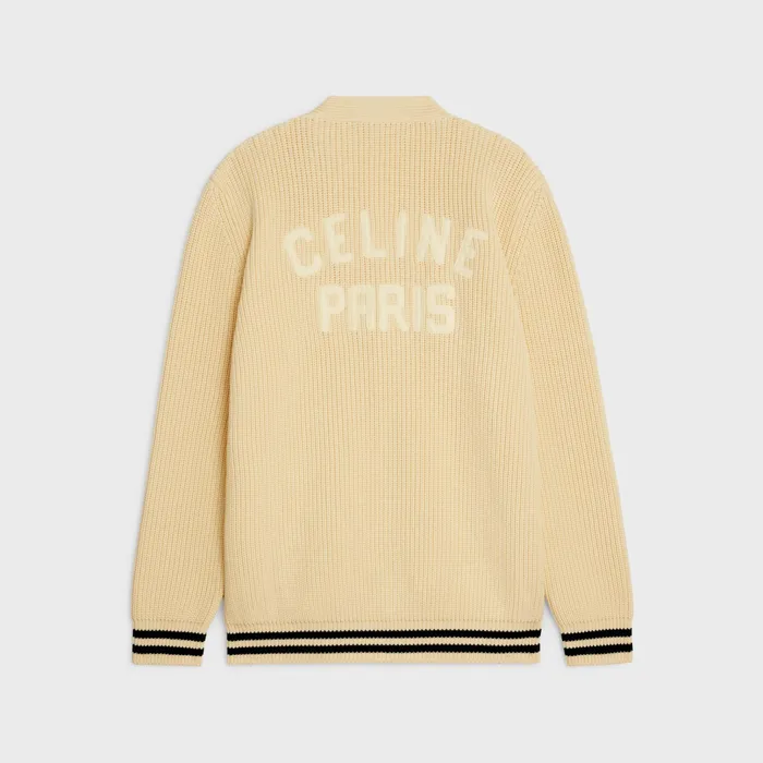 Celine Knitwear And Sweatshirts Celine College Cardigan In Cotton 8211 ECRUBLACK 8211 Men