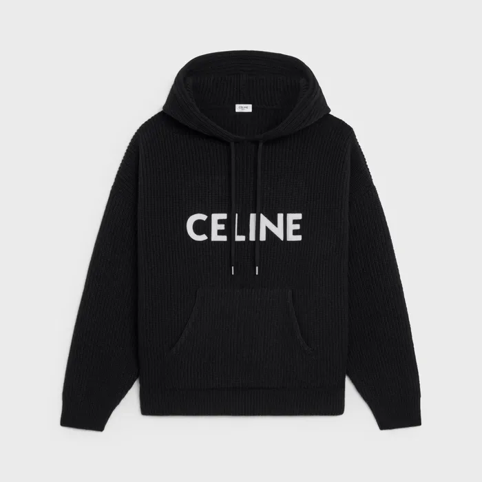 Celine Knitwear And Sweatshirts Celine Hooded Sweater In Ribbed Wool 8211 Black 8211 Men Celine Knitwear And Sweatshirts Celine Hooded Sweater In Ribbed Wool 8211 Black 8211 Men