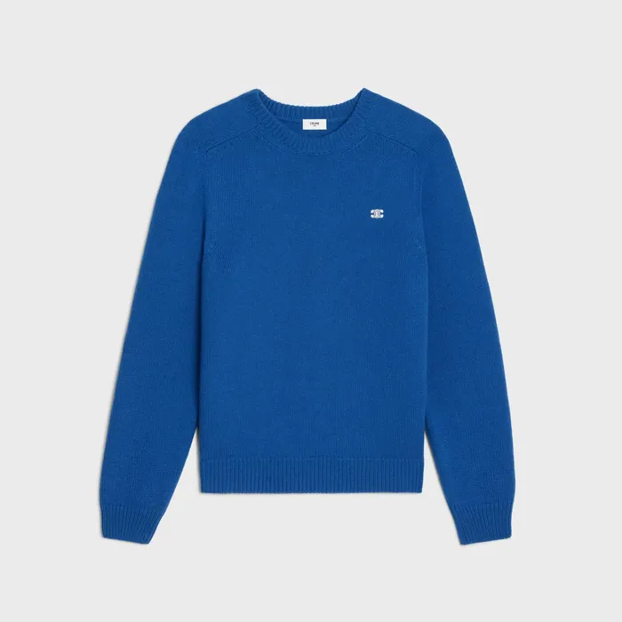 Celine Knitwear And Sweatshirts Triomphe Crew Neck Sweater In Cashmere Wool 8211 Royal Blue 8211 Men Celine Knitwear And Sweatshirts Triomphe Crew Neck Sweater In Cashmere Wool 8211 Royal Blue 8211 Men